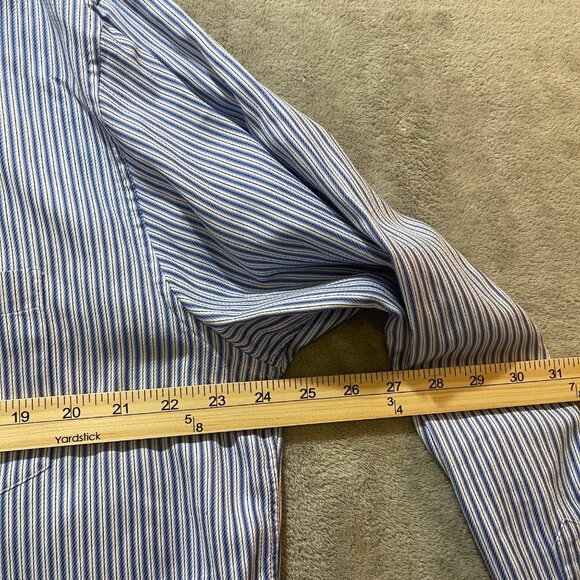 John W. Nordstrom Mens Striped Egyptian Cotton Button-Up Shirt L‎ Blue/White - Picture 12 of 16
